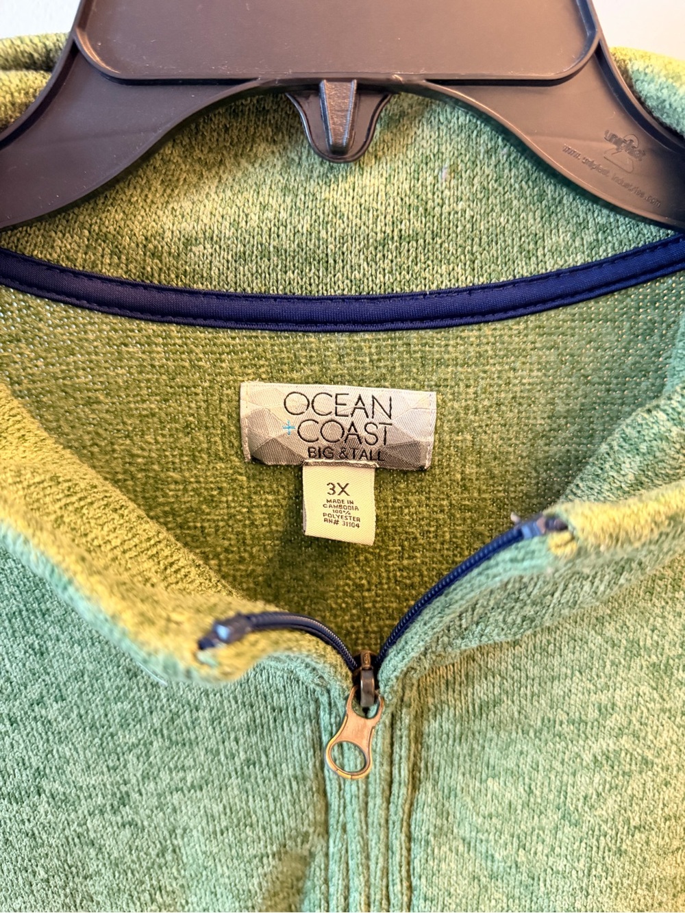 Ocean Coast 3X Green Zip-Front Turtleneck Sweater